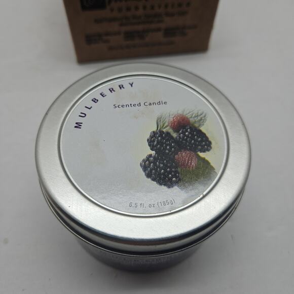Home Interiors Purple Candle Tin Mulberry Scent Rare Promo 6.5 Ounce New - Picture 2 of 5